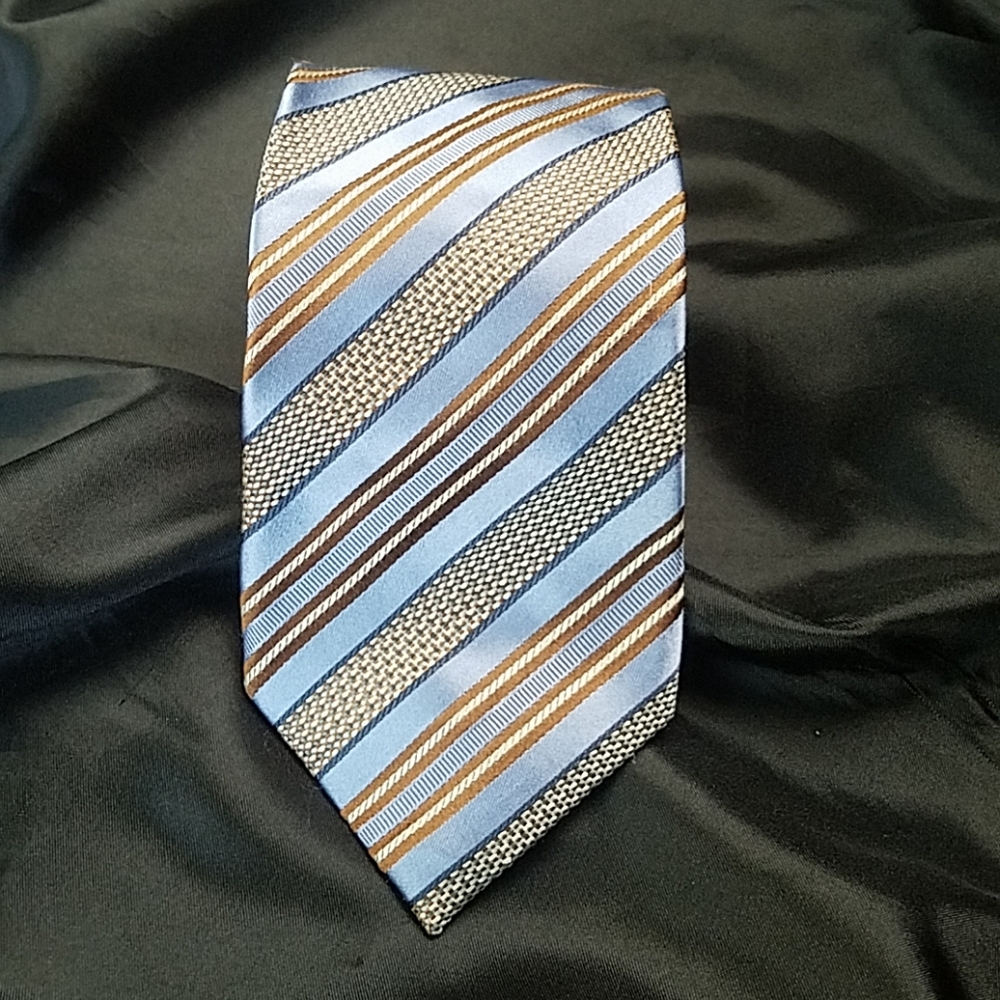 ERMENEGILDO ZEGNA Blue/Gold/Brown Tie
